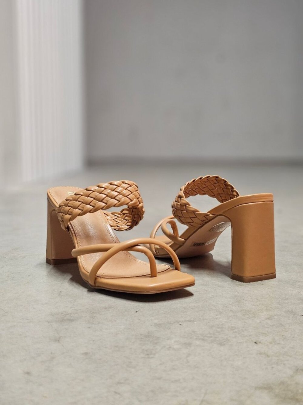 Braided Natural Block Heel Sandals With Strappy Design For Women - Picture 10 of 16